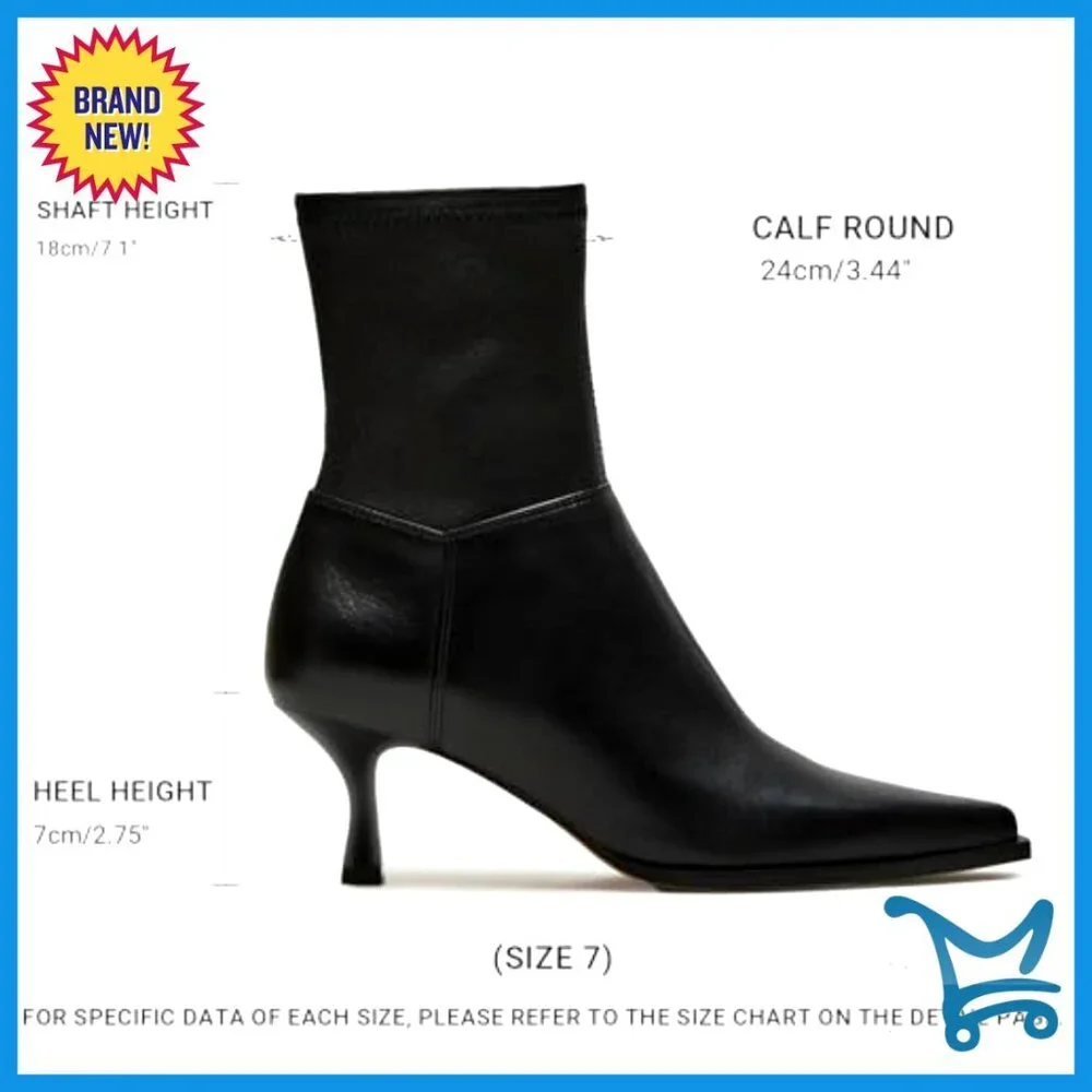 Pointed Toe Kitten Heel Ankle Boots with Side Zipper, Leather